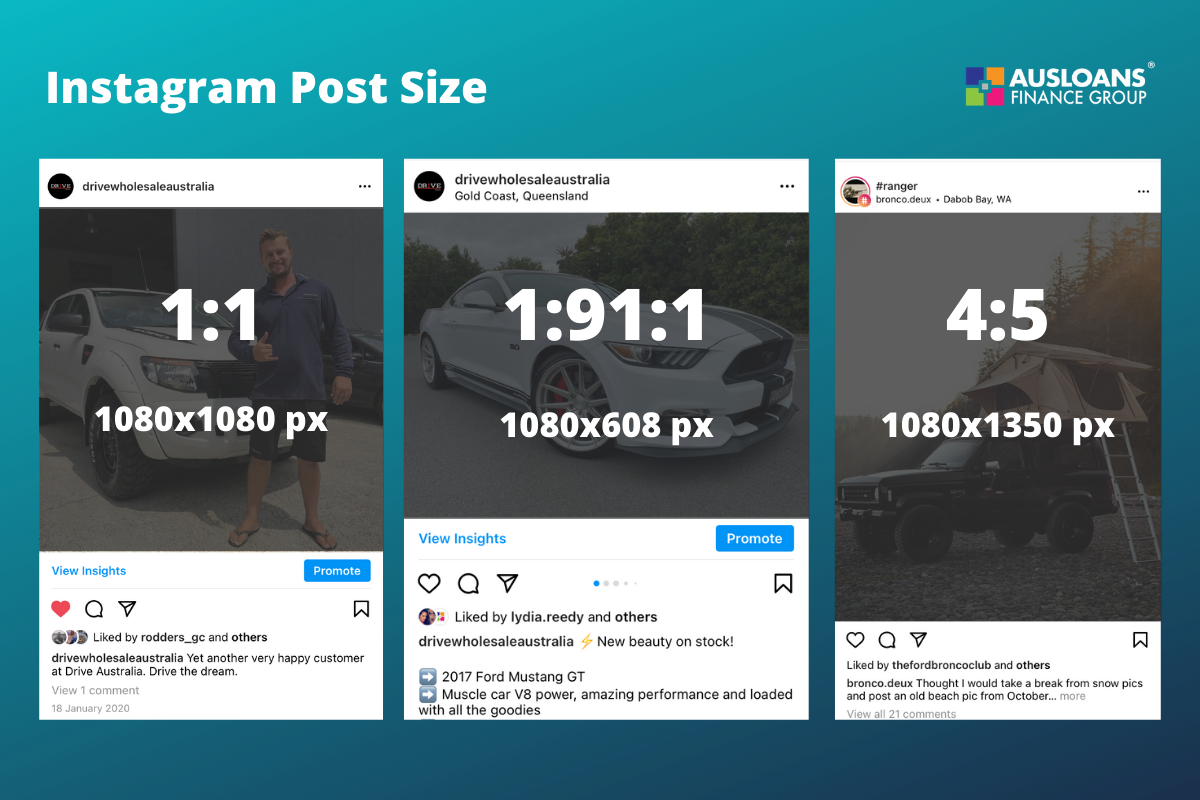 Instagram for dealerships post sizes 1