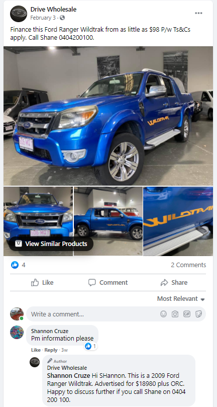 facebook automitive car sales leads