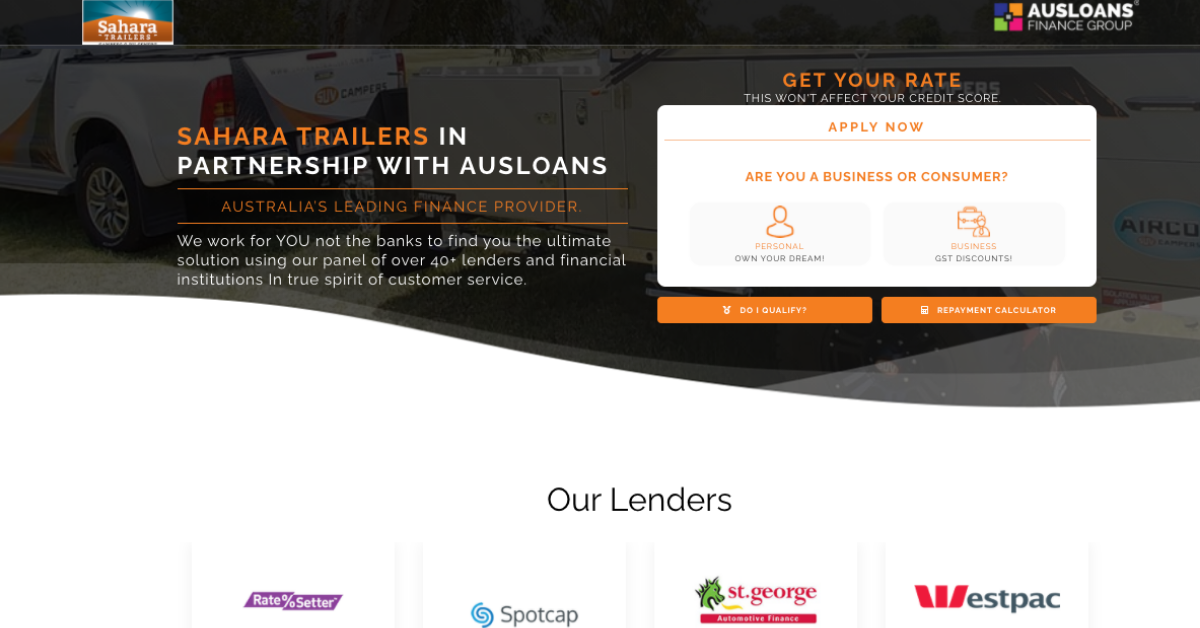 sahara trailers - Landing page 