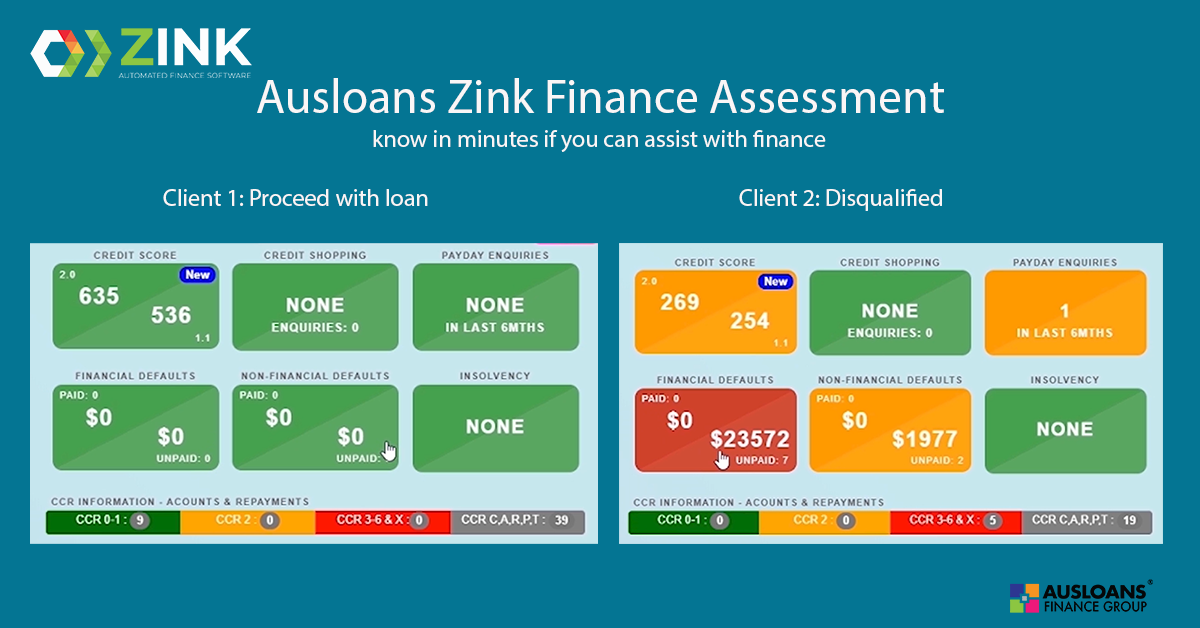 zink customer finance assessment for brokers