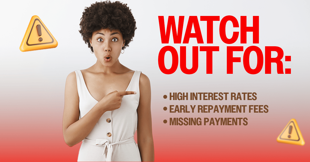 women points to bullet points with things to watch out